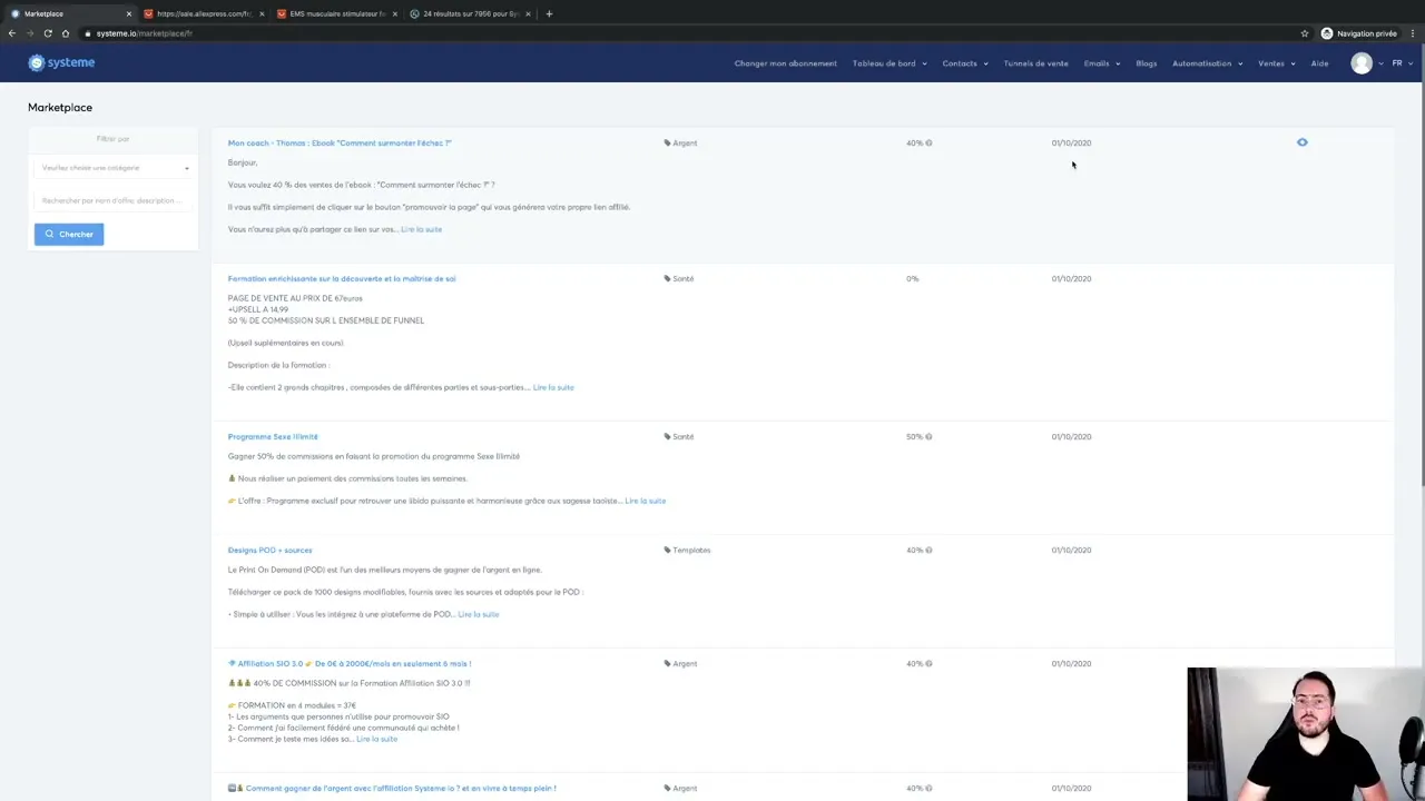 Programme d'affiliation et vente de tunnels de vente