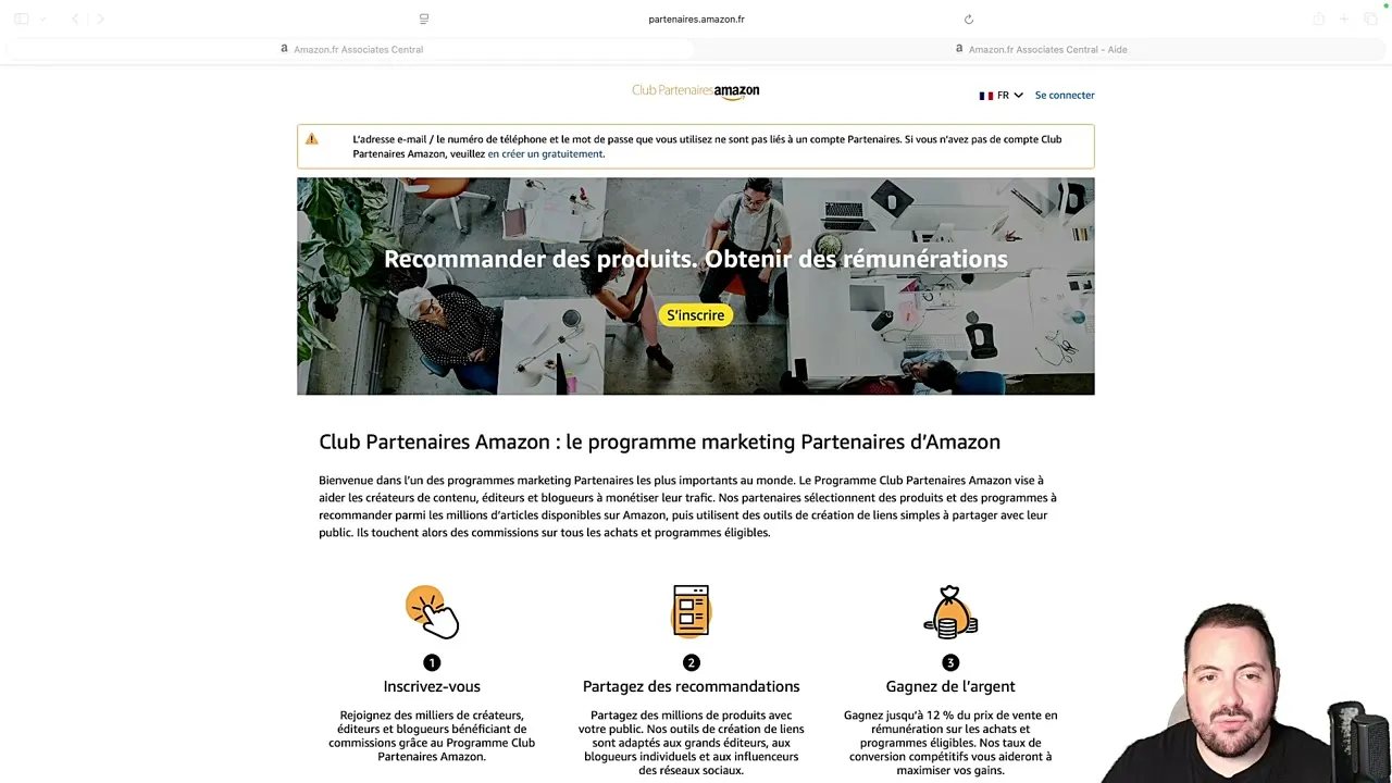 Création du compte Club Partenaire Amazon