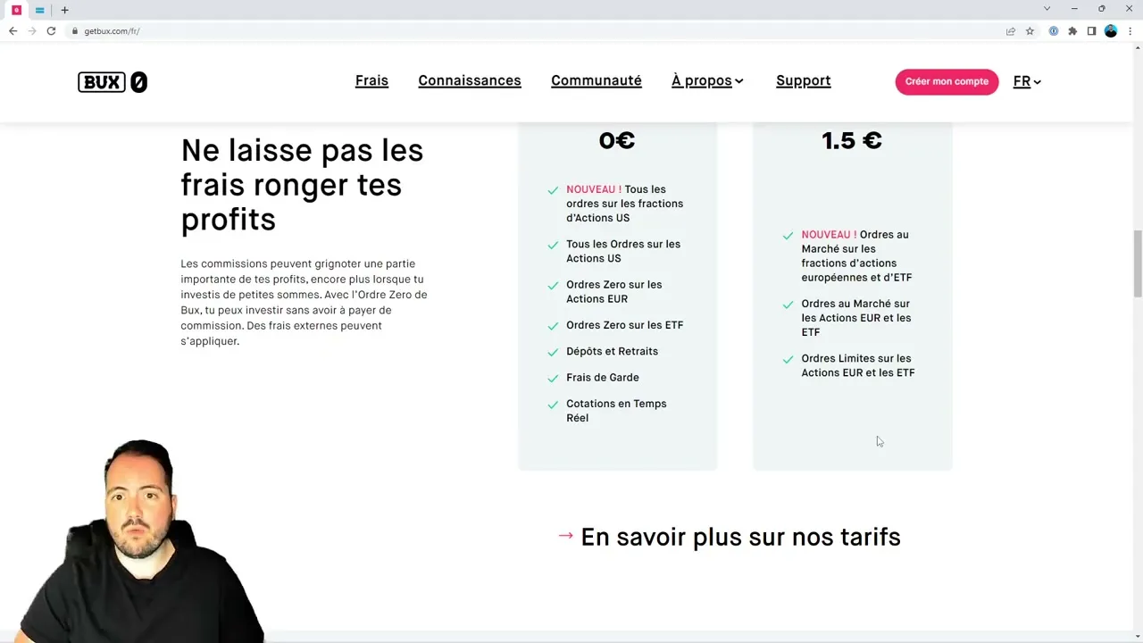 Les fonctionnalités de BUX Zero : investissement fractionné, thématique et plan d'investissement