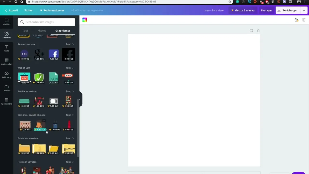 Personnalisation d'un logo dans l'éditeur Canva