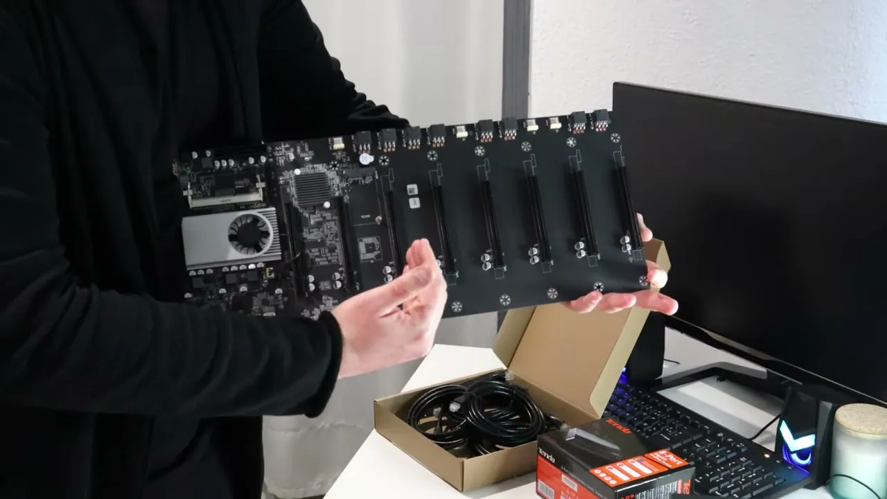 Rig de minage terminé avec les deux RTX 2060 en fonctionnement